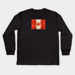 Vintage Aged and Scratched Canadian Flag Kids Long Sleeve T-Shirt